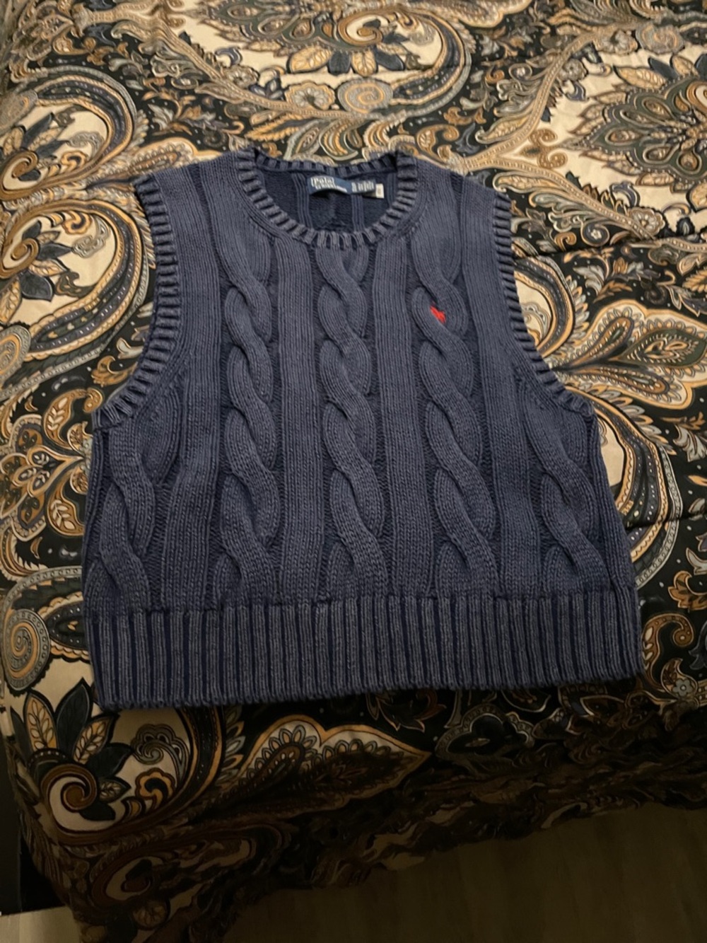 Ralph Lauren Men’s Navy Cable Knit Crewneck Sweater Vest